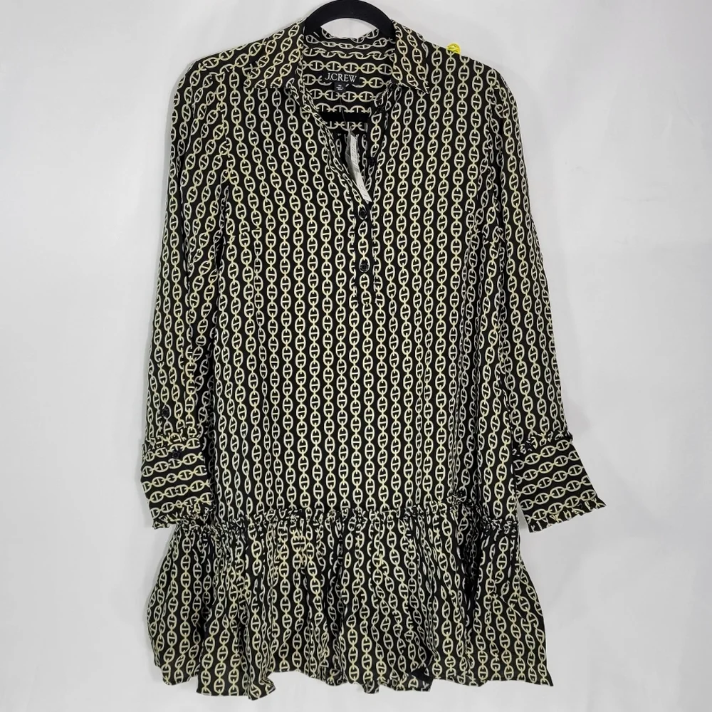 J Crew Amelia Chain Print Shirtdress Long Sleeve XS